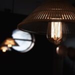 brown and black pendant lamp