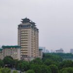 a tall building in a city