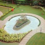 a pool in a backyard