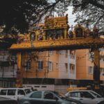 A large yellow building with a yellow roof