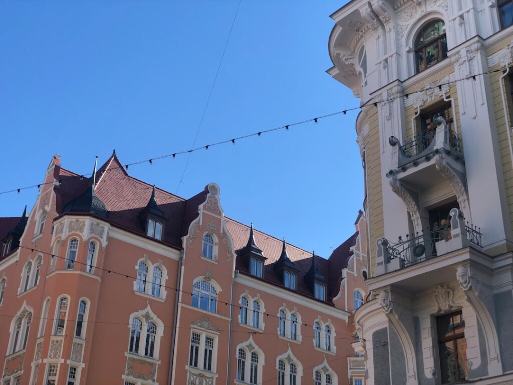 a building with a red roof