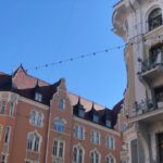 a building with a red roof