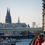 Cologne cathedral towers over the city skyline.